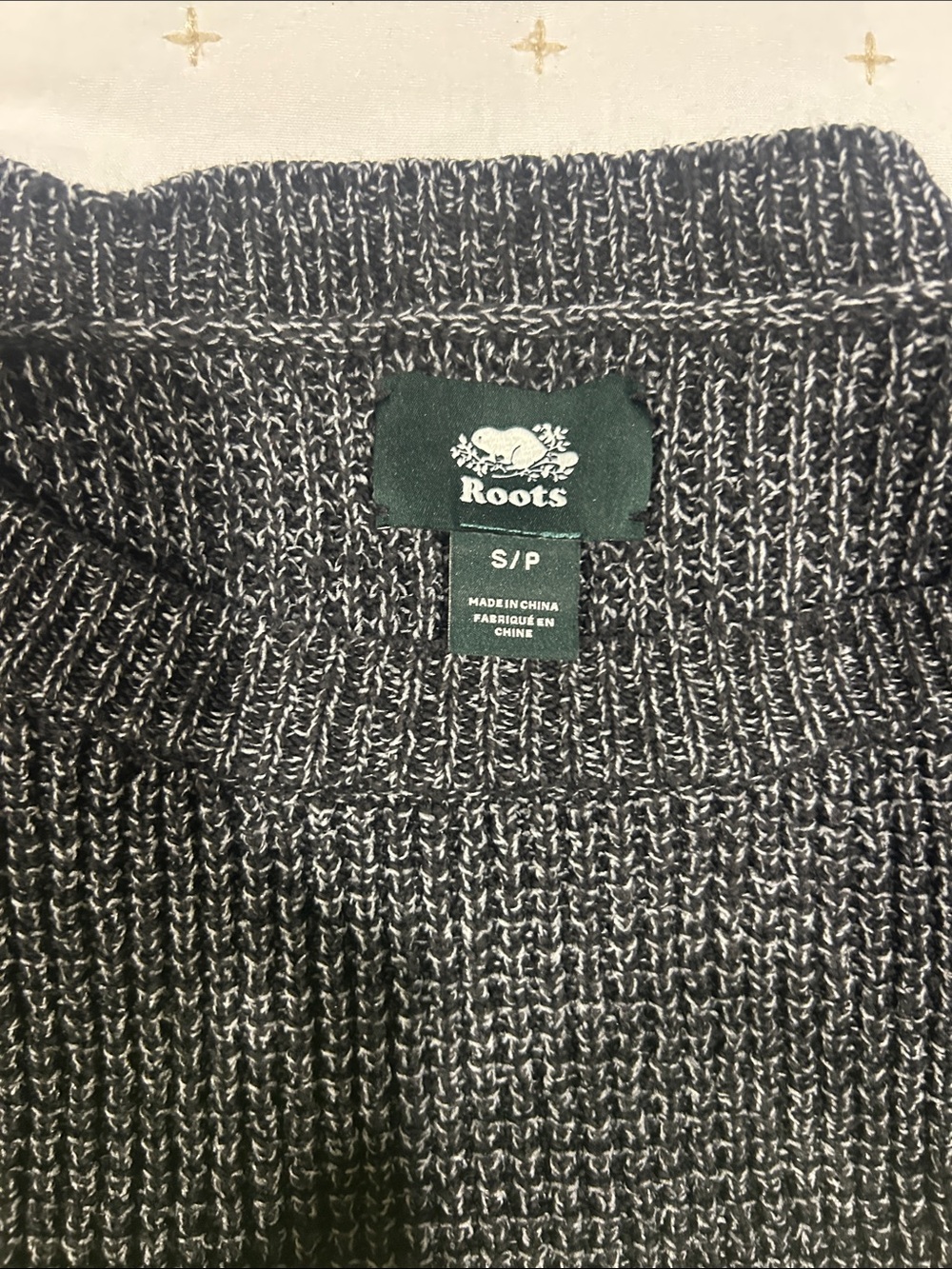 Roots Men’s Black & White Marled Crewneck Sweater